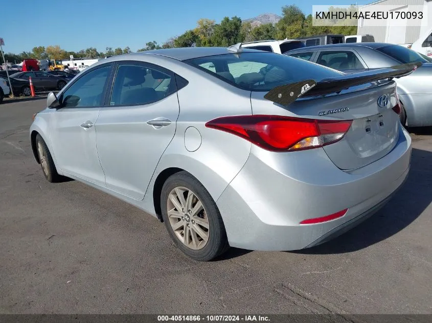 2014 Hyundai Elantra Se VIN: KMHDH4AE4EU170093 Lot: 40514866