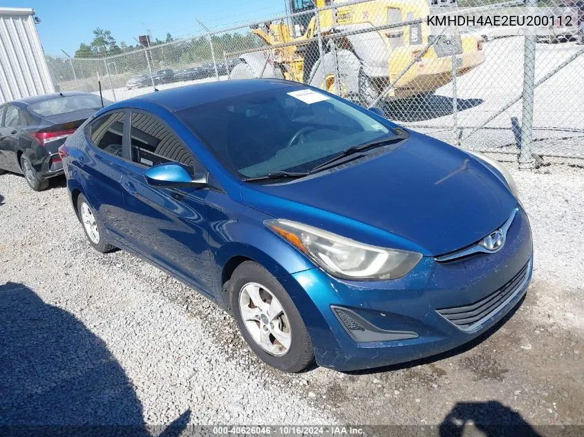 2014 Hyundai Elantra Se VIN: KMHDH4AE2EU200112 Lot: 40626046