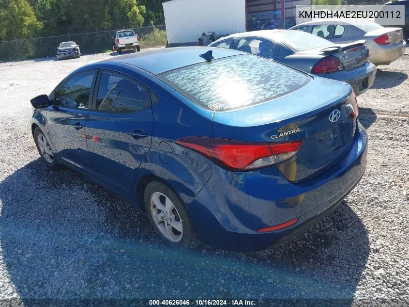 2014 Hyundai Elantra Se VIN: KMHDH4AE2EU200112 Lot: 40626046