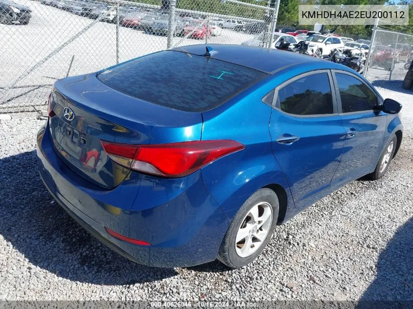 2014 Hyundai Elantra Se VIN: KMHDH4AE2EU200112 Lot: 40626046