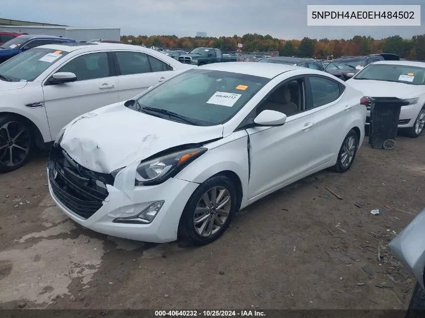 2014 Hyundai Elantra Se VIN: 5NPDH4AE0EH484502 Lot: 40640232