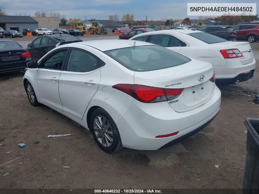 2014 Hyundai Elantra Se VIN: 5NPDH4AE0EH484502 Lot: 40640232