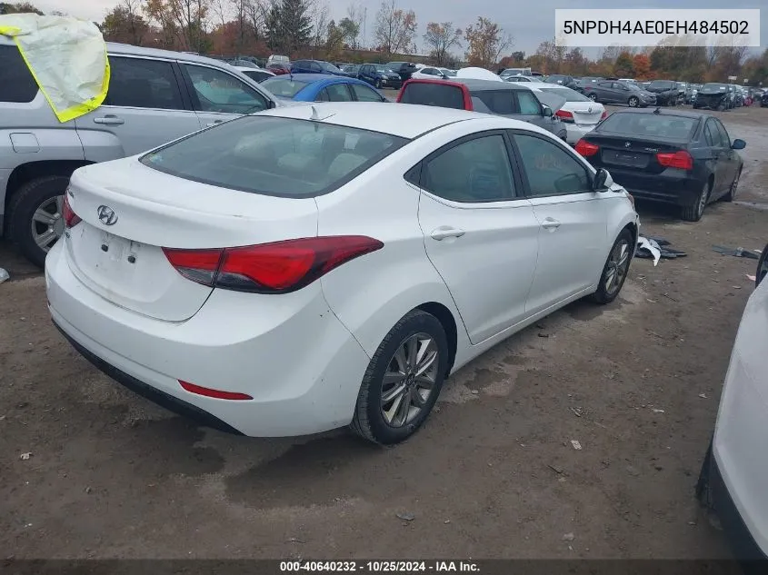 2014 Hyundai Elantra Se VIN: 5NPDH4AE0EH484502 Lot: 40640232