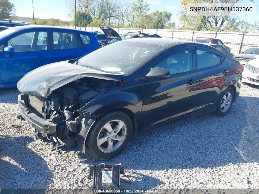 2014 Hyundai Elantra Se VIN: 5NPDH4AE9EH537360 Lot: 40650950