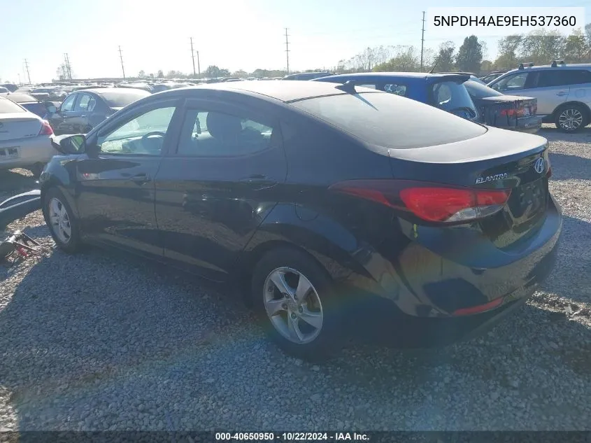 2014 Hyundai Elantra Se VIN: 5NPDH4AE9EH537360 Lot: 40650950