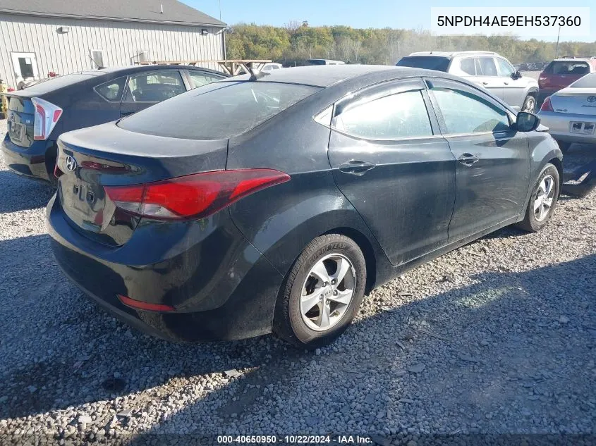 5NPDH4AE9EH537360 2014 Hyundai Elantra Se