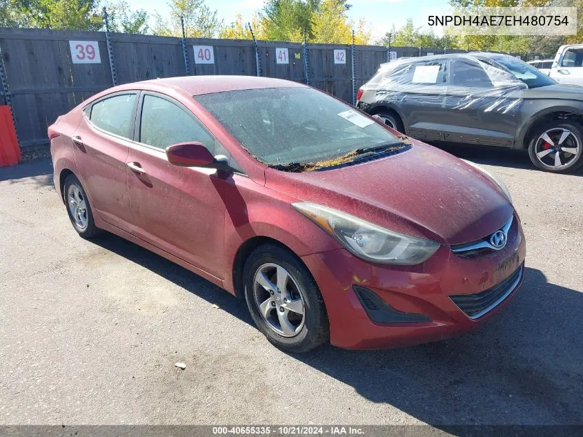 2014 Hyundai Elantra Se VIN: 5NPDH4AE7EH480754 Lot: 40655335