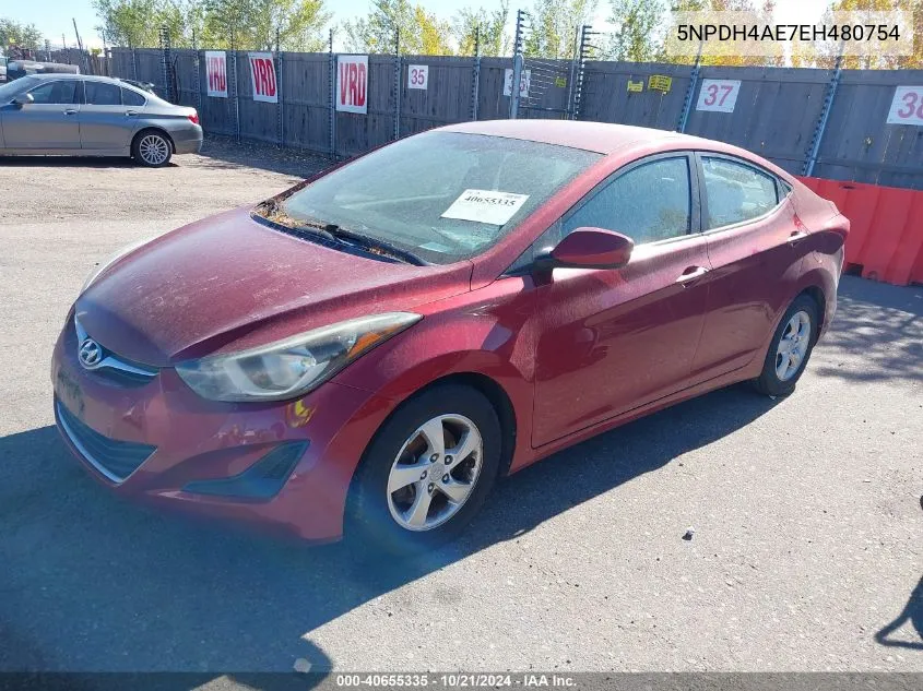 2014 Hyundai Elantra Se VIN: 5NPDH4AE7EH480754 Lot: 40655335