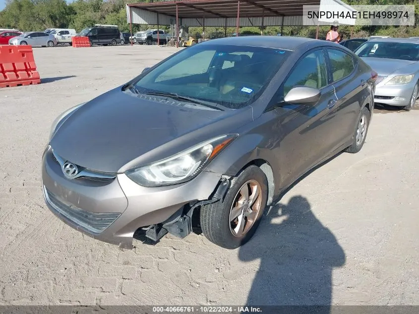 2014 Hyundai Elantra Se VIN: 5NPDH4AE1EH498974 Lot: 40666761