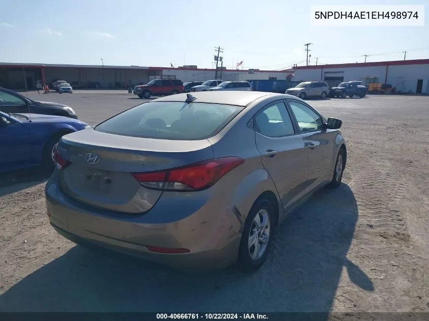 2014 Hyundai Elantra Se VIN: 5NPDH4AE1EH498974 Lot: 40666761