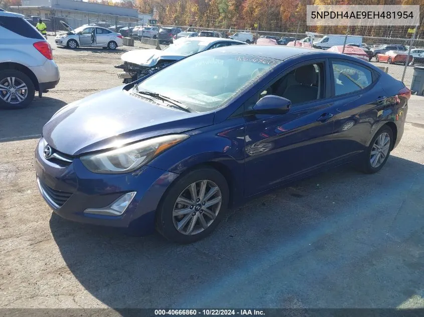 2014 Hyundai Elantra Se VIN: 5NPDH4AE9EH481954 Lot: 40666860