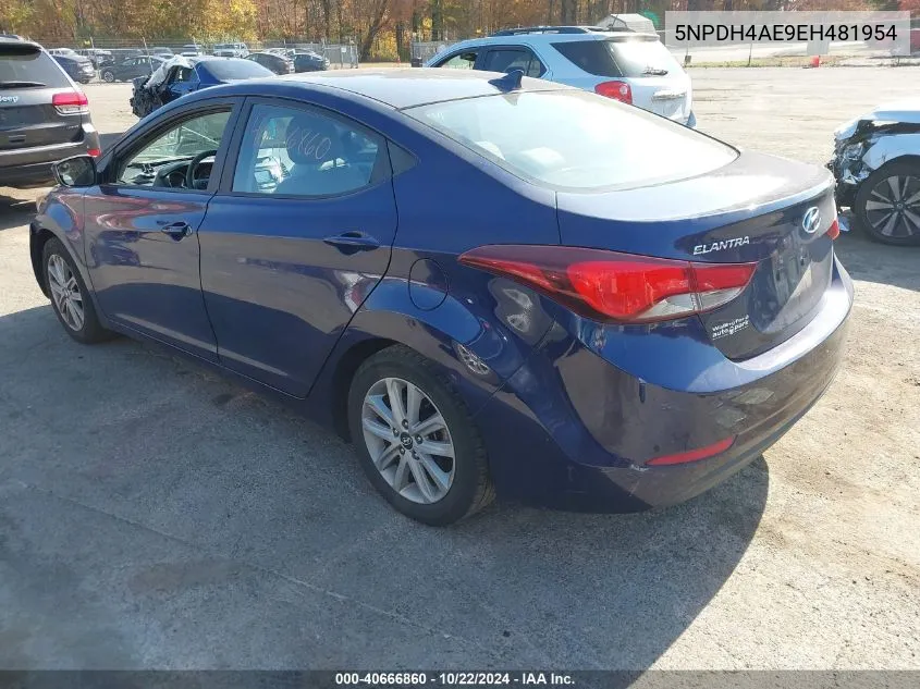 2014 Hyundai Elantra Se VIN: 5NPDH4AE9EH481954 Lot: 40666860