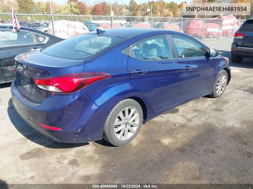 5NPDH4AE9EH481954 2014 Hyundai Elantra Se