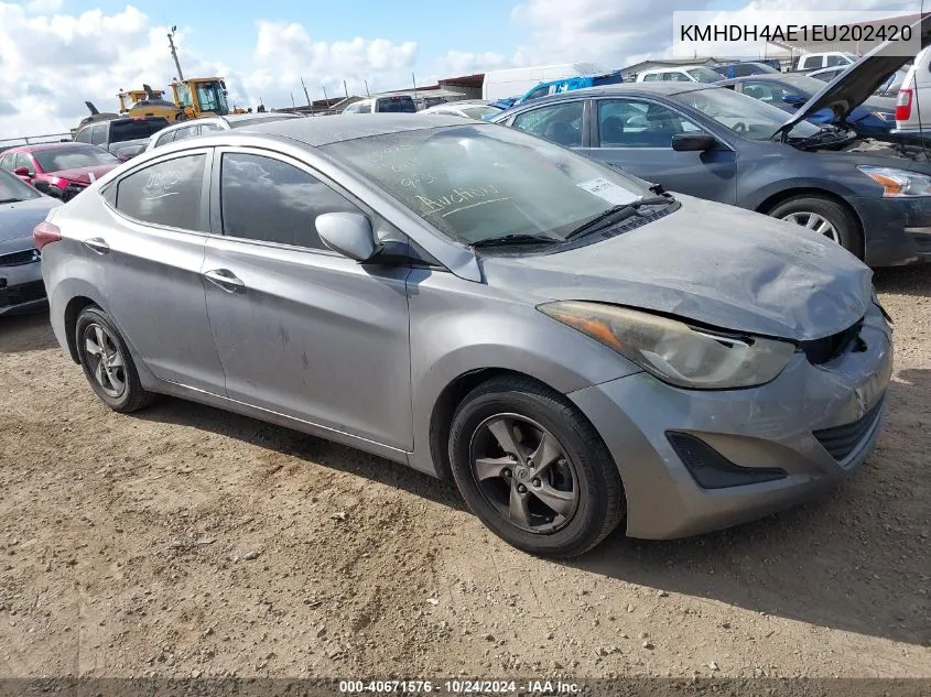 2014 Hyundai Elantra Se/Sport/Limited VIN: KMHDH4AE1EU202420 Lot: 40671576