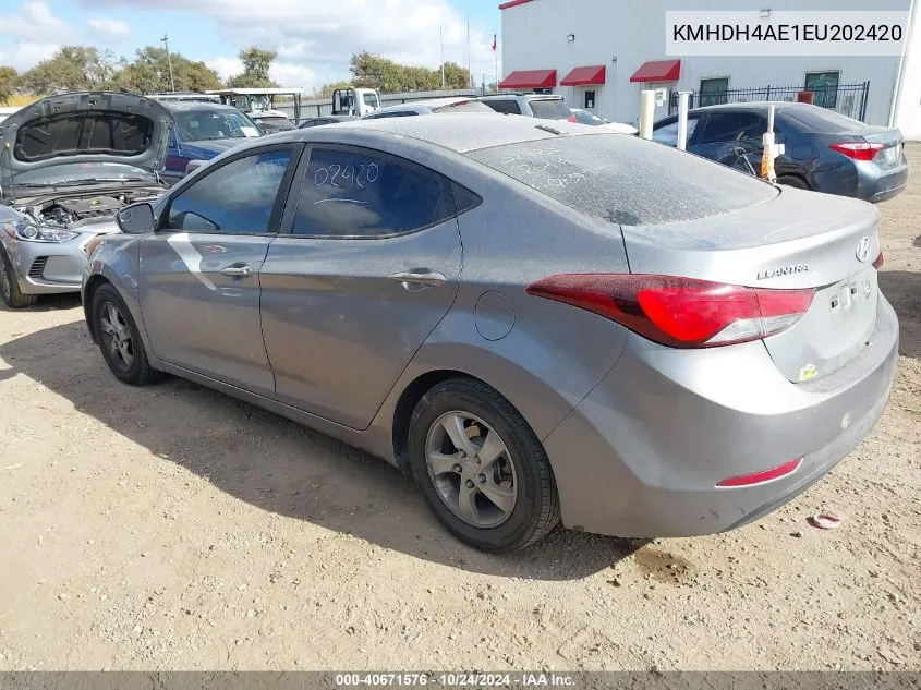 2014 Hyundai Elantra Se/Sport/Limited VIN: KMHDH4AE1EU202420 Lot: 40671576