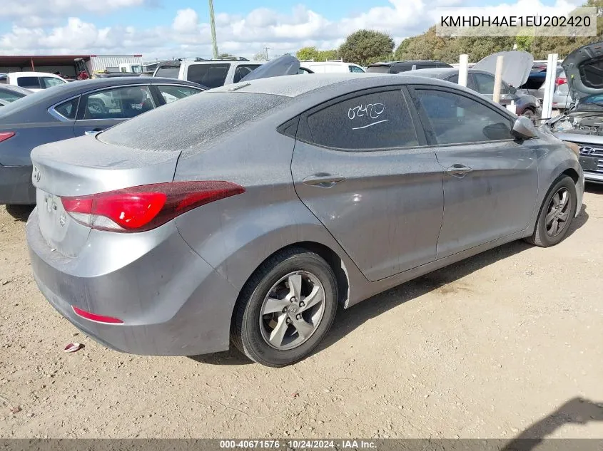 2014 Hyundai Elantra Se/Sport/Limited VIN: KMHDH4AE1EU202420 Lot: 40671576