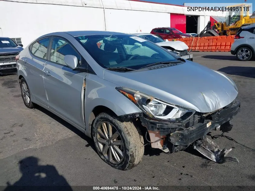 2014 Hyundai Elantra Se VIN: 5NPDH4AEXEH495118 Lot: 40694475