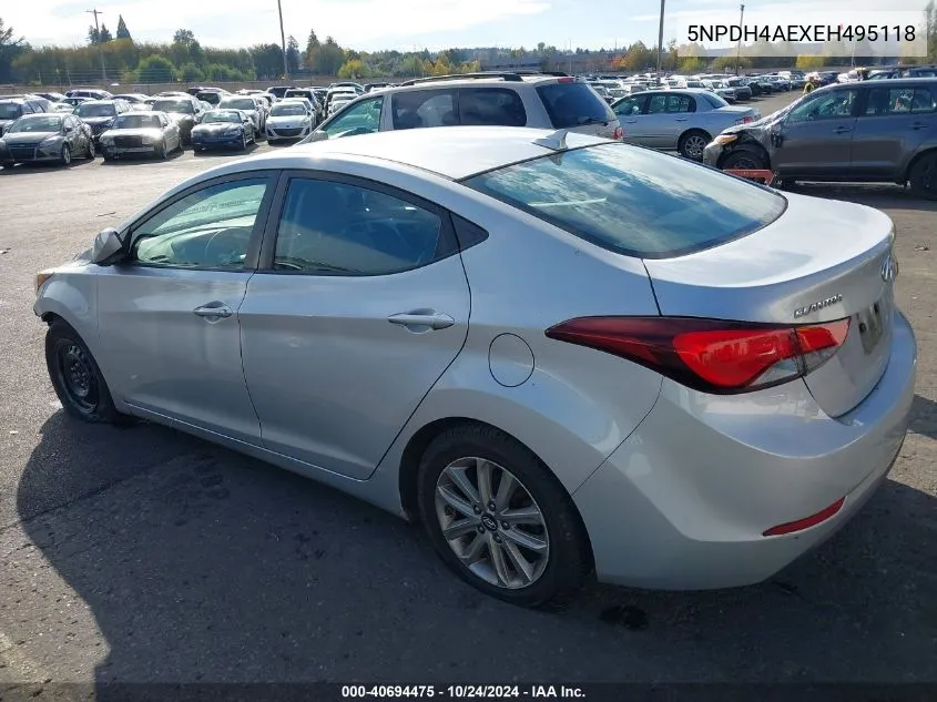 2014 Hyundai Elantra Se VIN: 5NPDH4AEXEH495118 Lot: 40694475