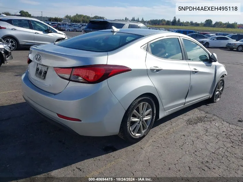 2014 Hyundai Elantra Se VIN: 5NPDH4AEXEH495118 Lot: 40694475