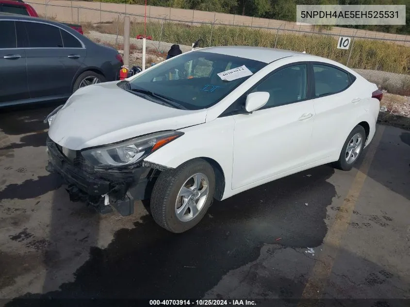 2014 Hyundai Elantra Se VIN: 5NPDH4AE5EH525531 Lot: 40703914