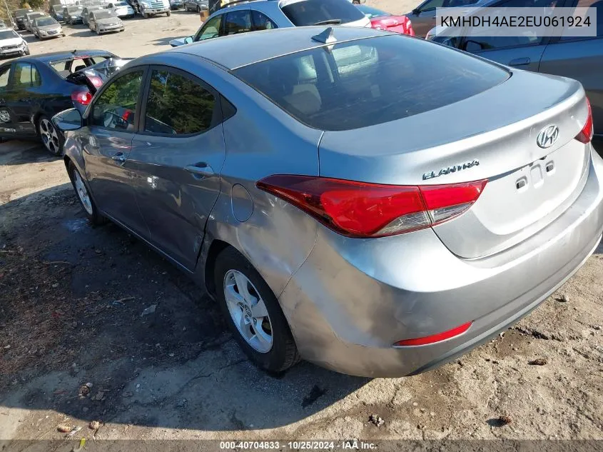 2014 Hyundai Elantra Se VIN: KMHDH4AE2EU061924 Lot: 40704833