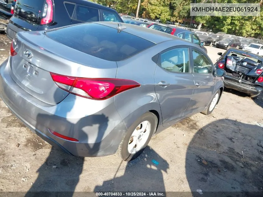 2014 Hyundai Elantra Se VIN: KMHDH4AE2EU061924 Lot: 40704833