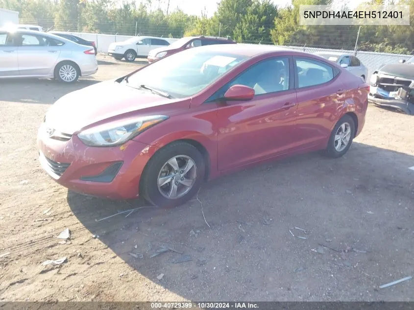 5NPDH4AE4EH512401 2014 Hyundai Elantra Se