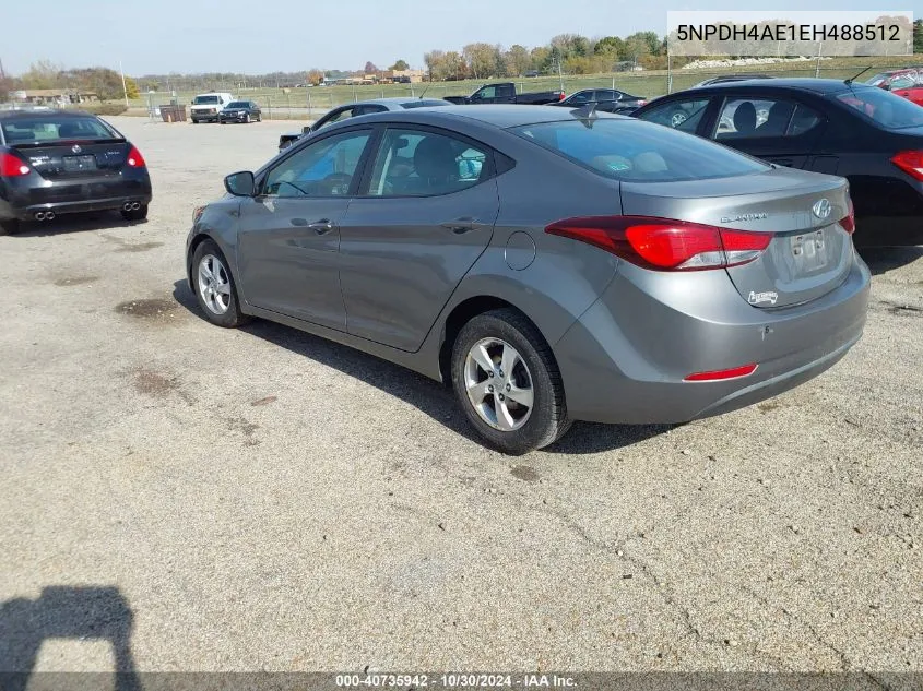 5NPDH4AE1EH488512 2014 Hyundai Elantra Se