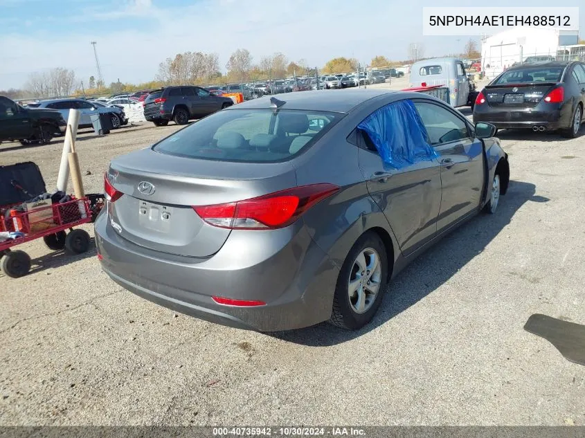 5NPDH4AE1EH488512 2014 Hyundai Elantra Se