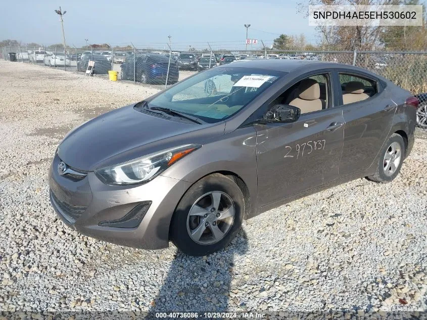 2014 Hyundai Elantra Se VIN: 5NPDH4AE5EH530602 Lot: 40736086