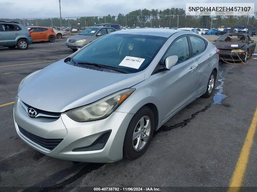 2014 Hyundai Elantra Se VIN: 5NPDH4AE2EH457107 Lot: 40738792