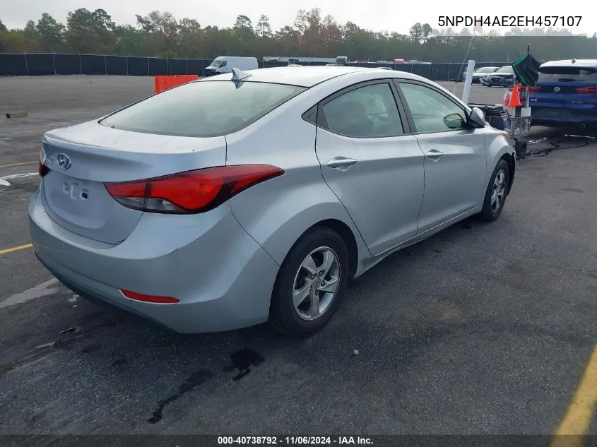 2014 Hyundai Elantra Se VIN: 5NPDH4AE2EH457107 Lot: 40738792