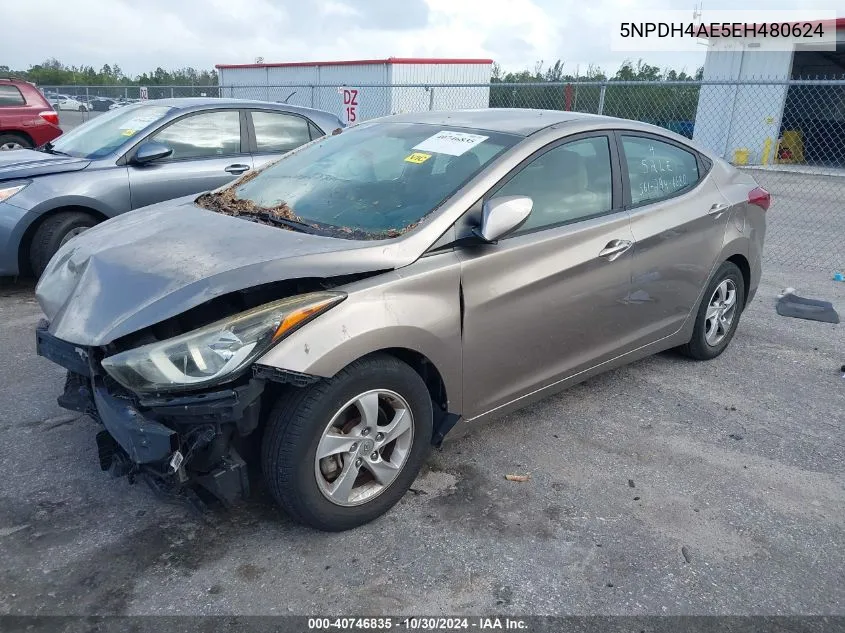 2014 Hyundai Elantra Se VIN: 5NPDH4AE5EH480624 Lot: 40746835