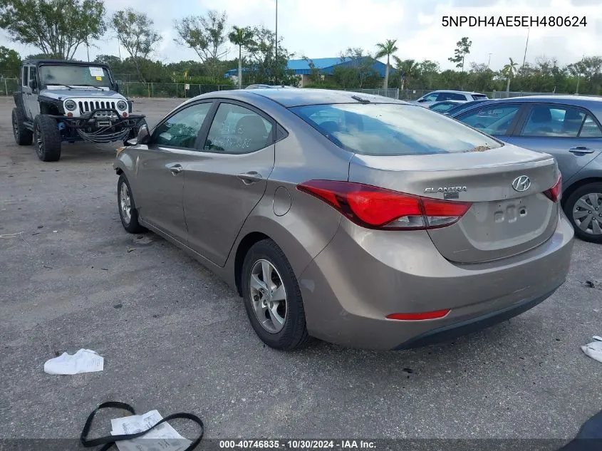 2014 Hyundai Elantra Se VIN: 5NPDH4AE5EH480624 Lot: 40746835