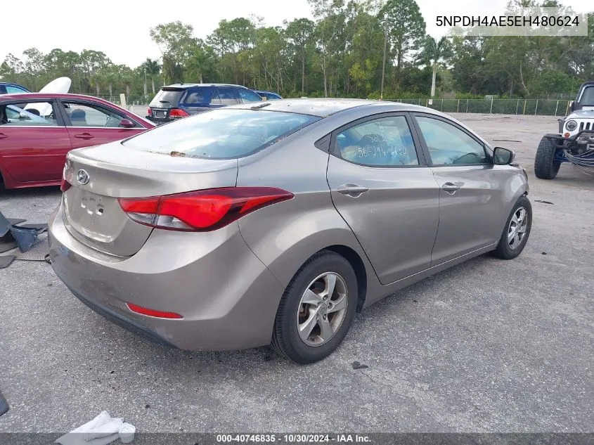 2014 Hyundai Elantra Se VIN: 5NPDH4AE5EH480624 Lot: 40746835