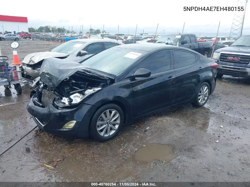 2014 Hyundai Elantra Se VIN: 5NPDH4AE7EH480155 Lot: 40760254