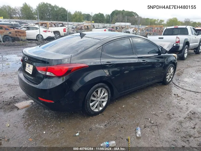 2014 Hyundai Elantra Se VIN: 5NPDH4AE7EH480155 Lot: 40760254