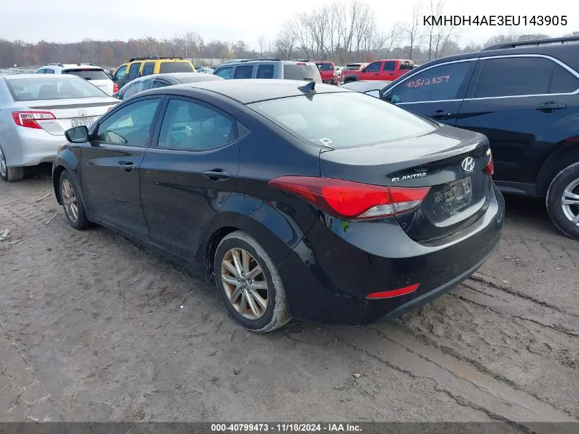 2014 Hyundai Elantra Se/Sport/Limited VIN: KMHDH4AE3EU143905 Lot: 40799473