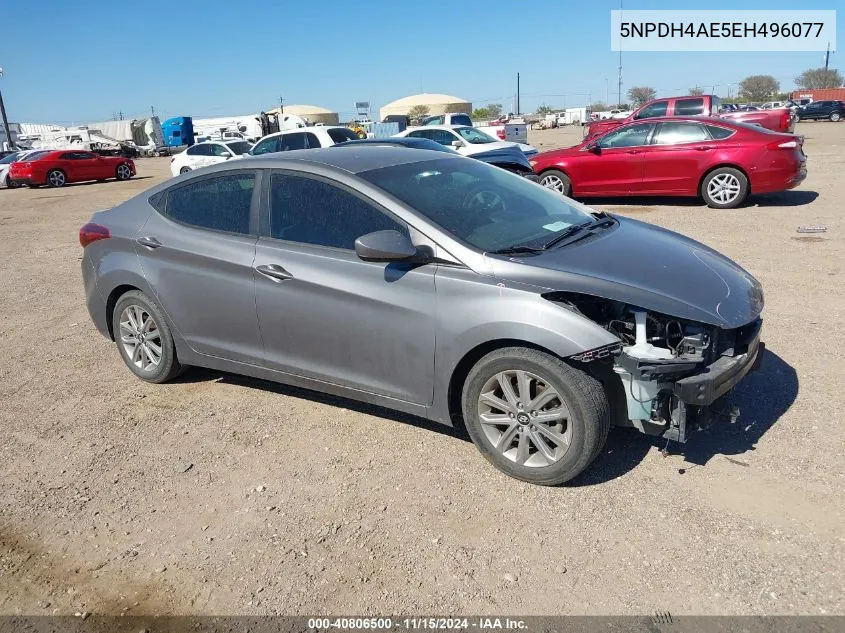 2014 Hyundai Elantra Se VIN: 5NPDH4AE5EH496077 Lot: 40806500