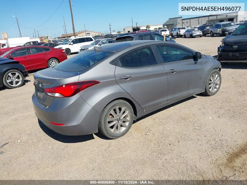 2014 Hyundai Elantra Se VIN: 5NPDH4AE5EH496077 Lot: 40806500