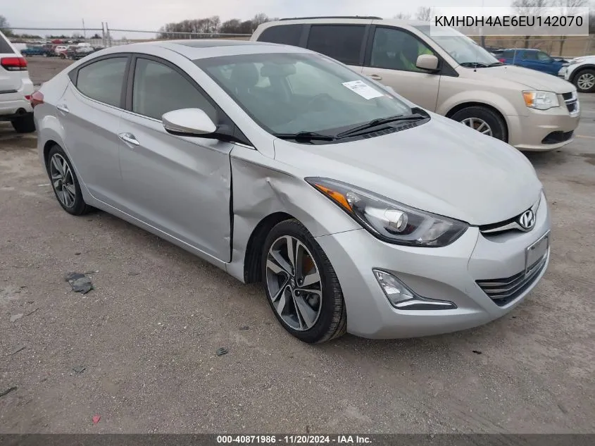 2014 Hyundai Elantra Limited VIN: KMHDH4AE6EU142070 Lot: 40871986