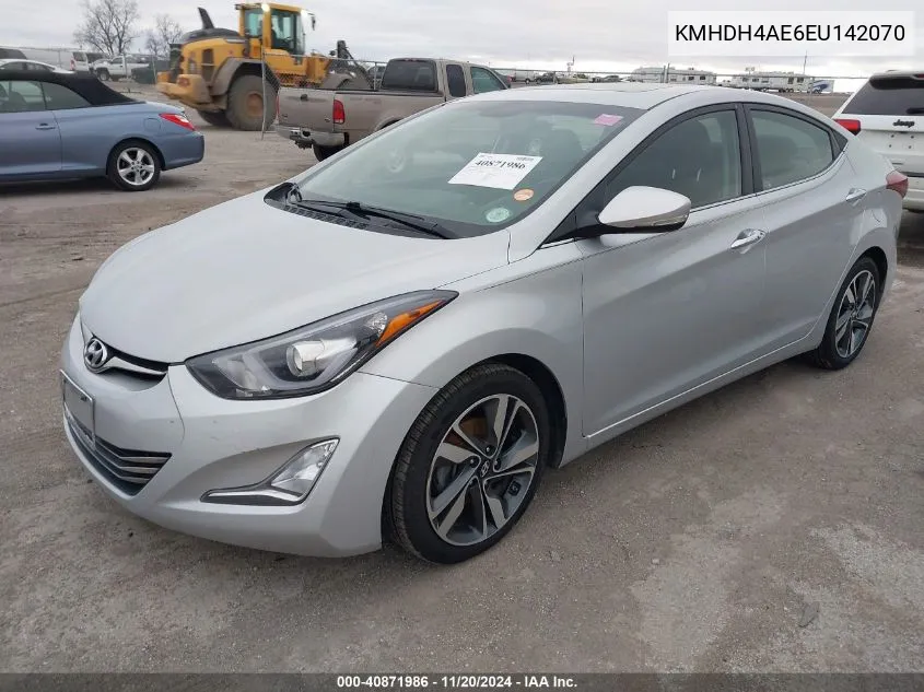 2014 Hyundai Elantra Limited VIN: KMHDH4AE6EU142070 Lot: 40871986