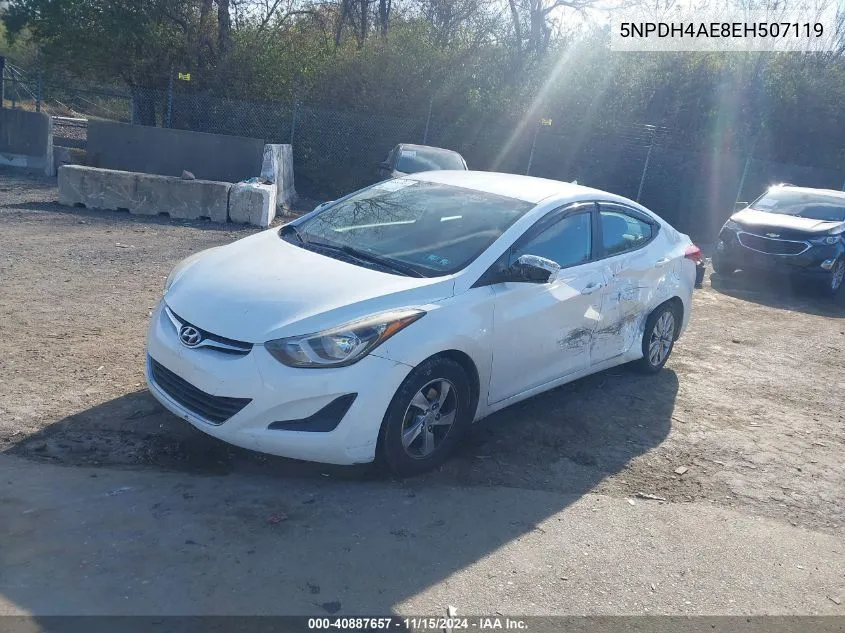 2014 Hyundai Elantra Se VIN: 5NPDH4AE8EH507119 Lot: 40887657