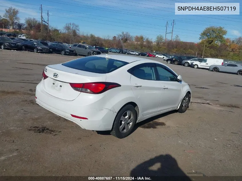 2014 Hyundai Elantra Se VIN: 5NPDH4AE8EH507119 Lot: 40887657