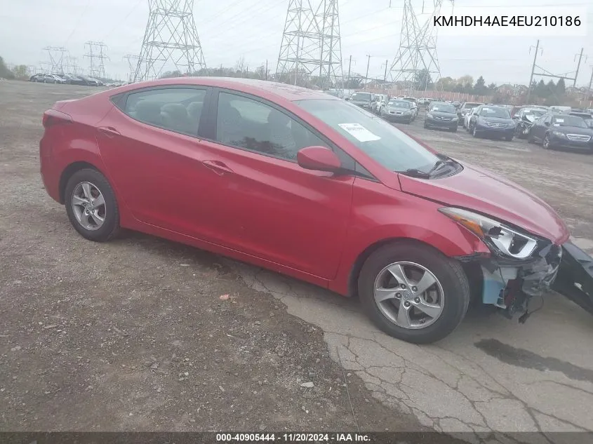 2014 Hyundai Elantra Se VIN: KMHDH4AE4EU210186 Lot: 40905444