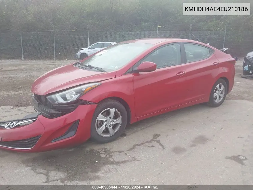 2014 Hyundai Elantra Se VIN: KMHDH4AE4EU210186 Lot: 40905444