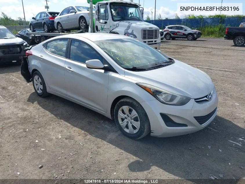 2015 Hyundai Elantra VIN: 5NPDH4AE8FH583196 Lot: 12047818