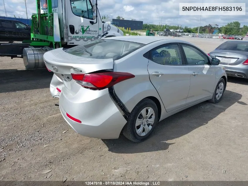 2015 Hyundai Elantra VIN: 5NPDH4AE8FH583196 Lot: 12047818