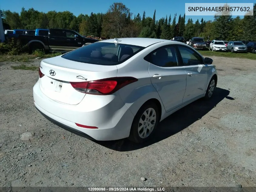 2015 Hyundai Elantra Gl VIN: 5NPDH4AE5FH577632 Lot: 12099098