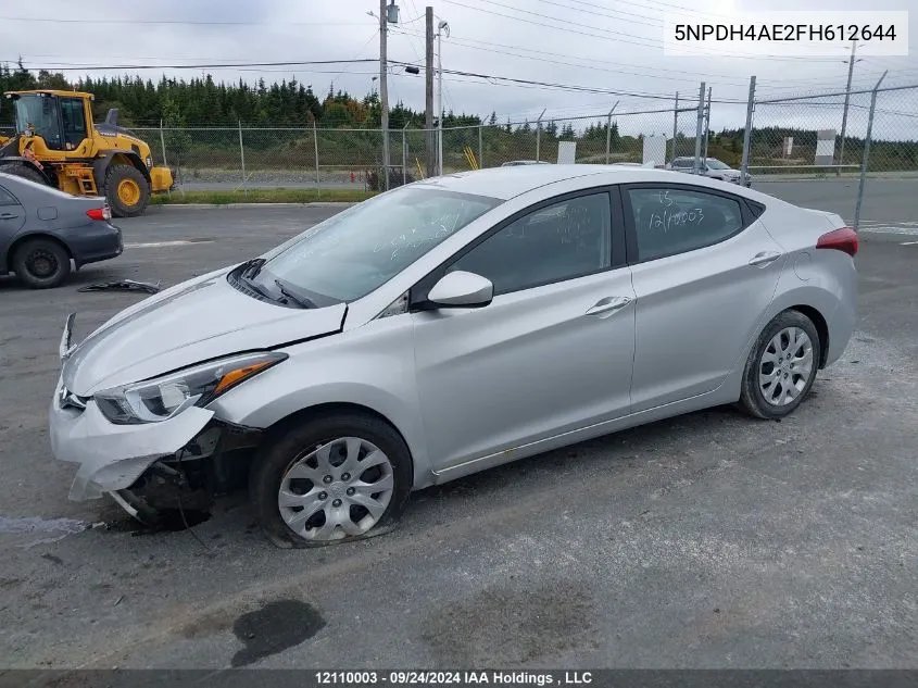 2015 Hyundai Elantra Gl VIN: 5NPDH4AE2FH612644 Lot: 12110003